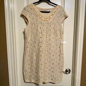 Beige Lace Mini Dress